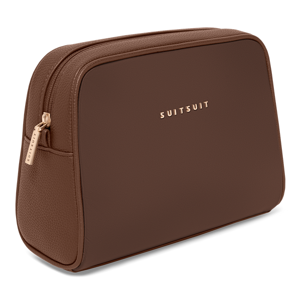 Serenity - Chocolate Brown - Toilettas XL & Make-up Tasje