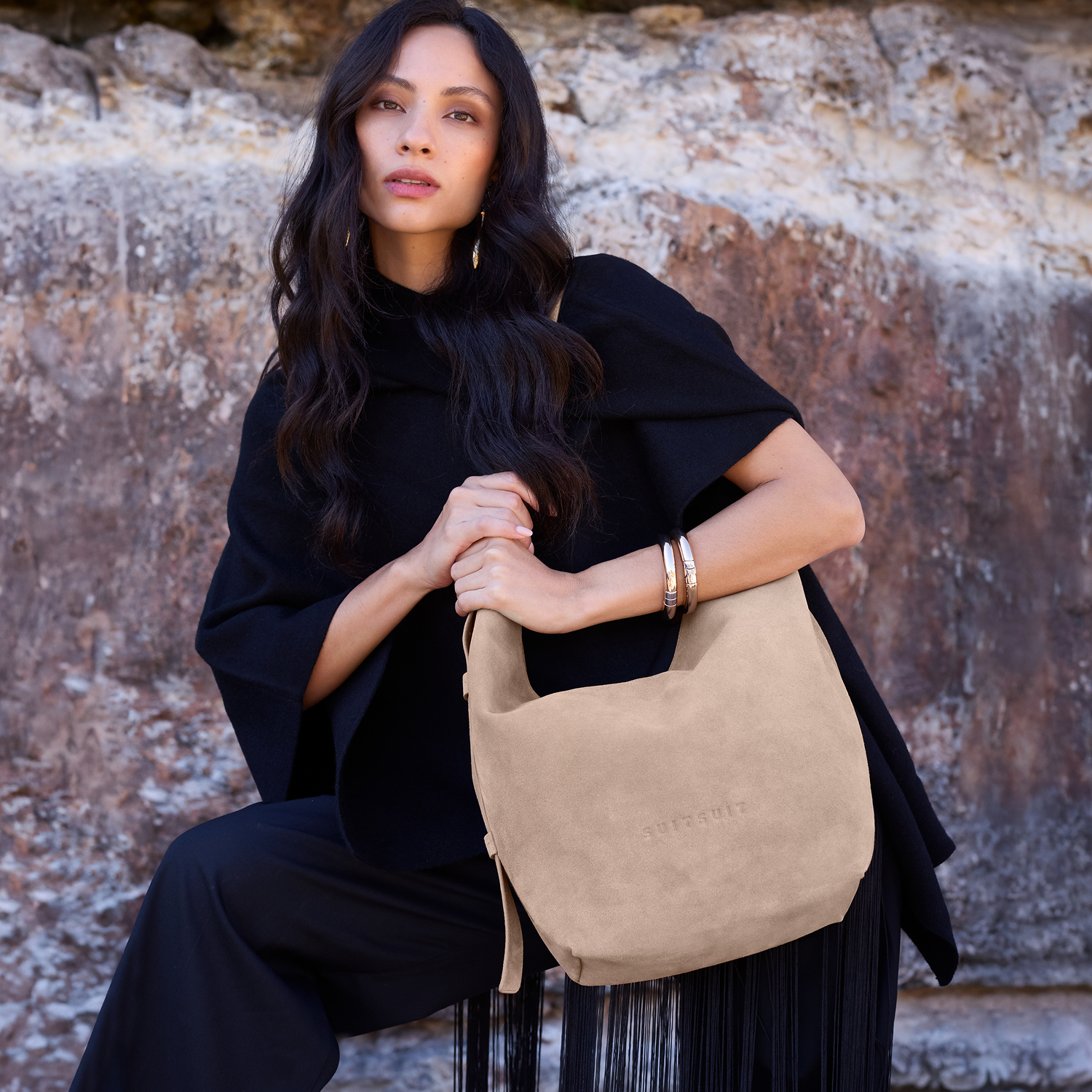 Fab Seventies Special Edition - Sandy Brown - Slouchy Bag (Suède)