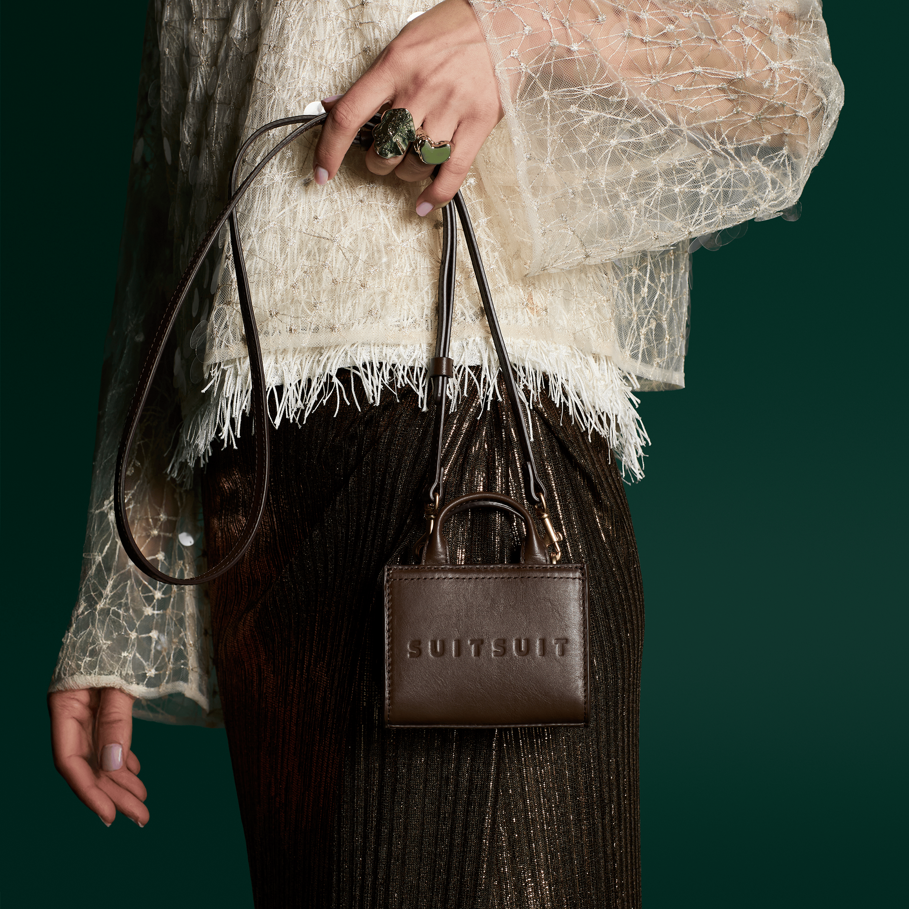 Fab Seventies Special Edition - Chocolate Brown - Micro Cross Body Bag (Glad Leer)