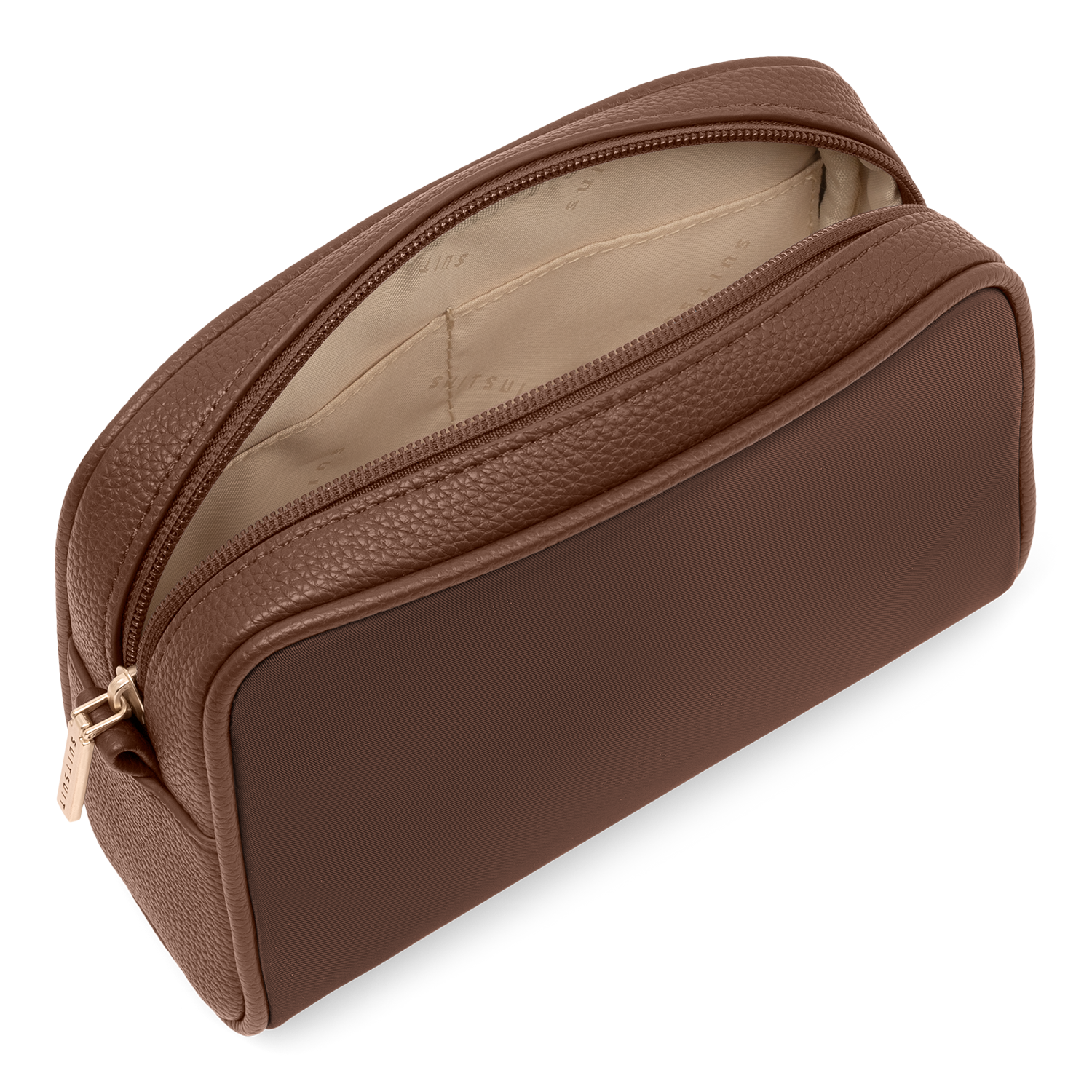 Serenity - Chocolate Brown - Toilettas XL & Make-up Tasje