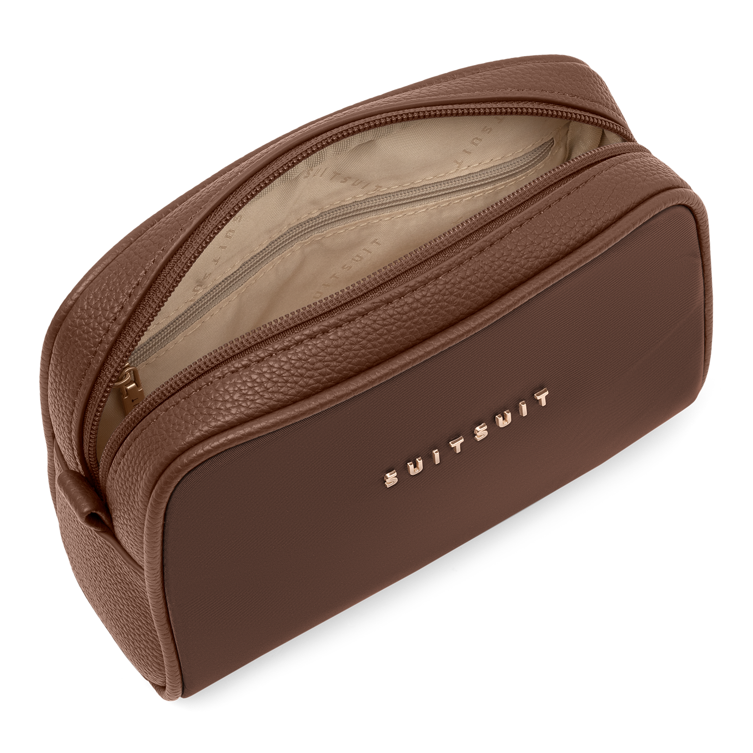 Serenity - Chocolate Brown - Toilettas XL & Make-up Tasje