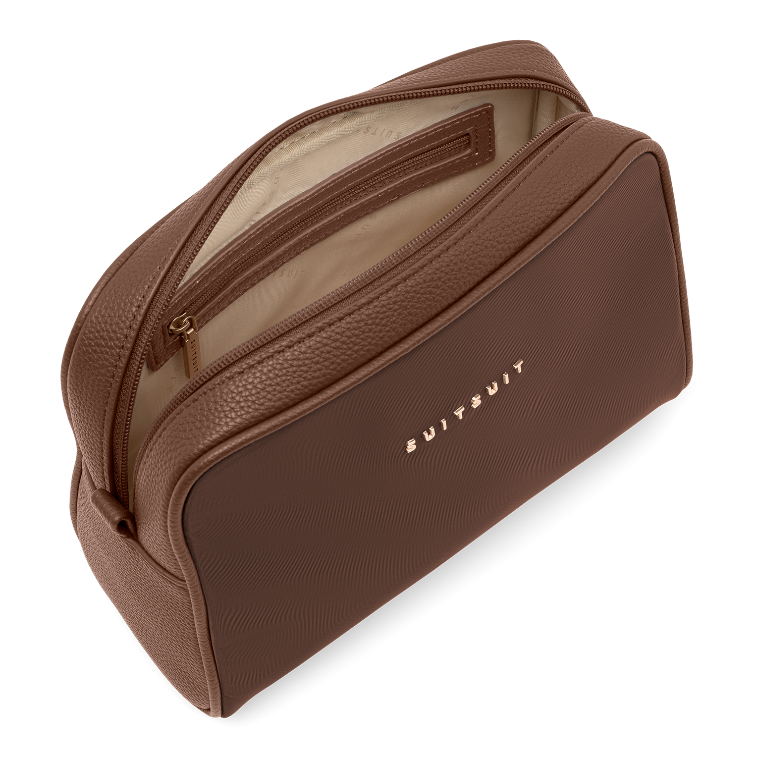 Serenity - Chocolate Brown - Toilettas XL & Make-up Tasje