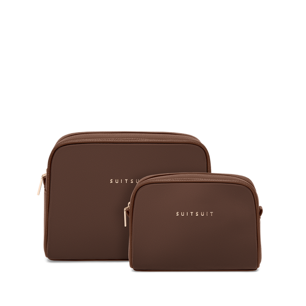 Serenity - Chocolate Brown - Toilettas XL & Make-up Tasje