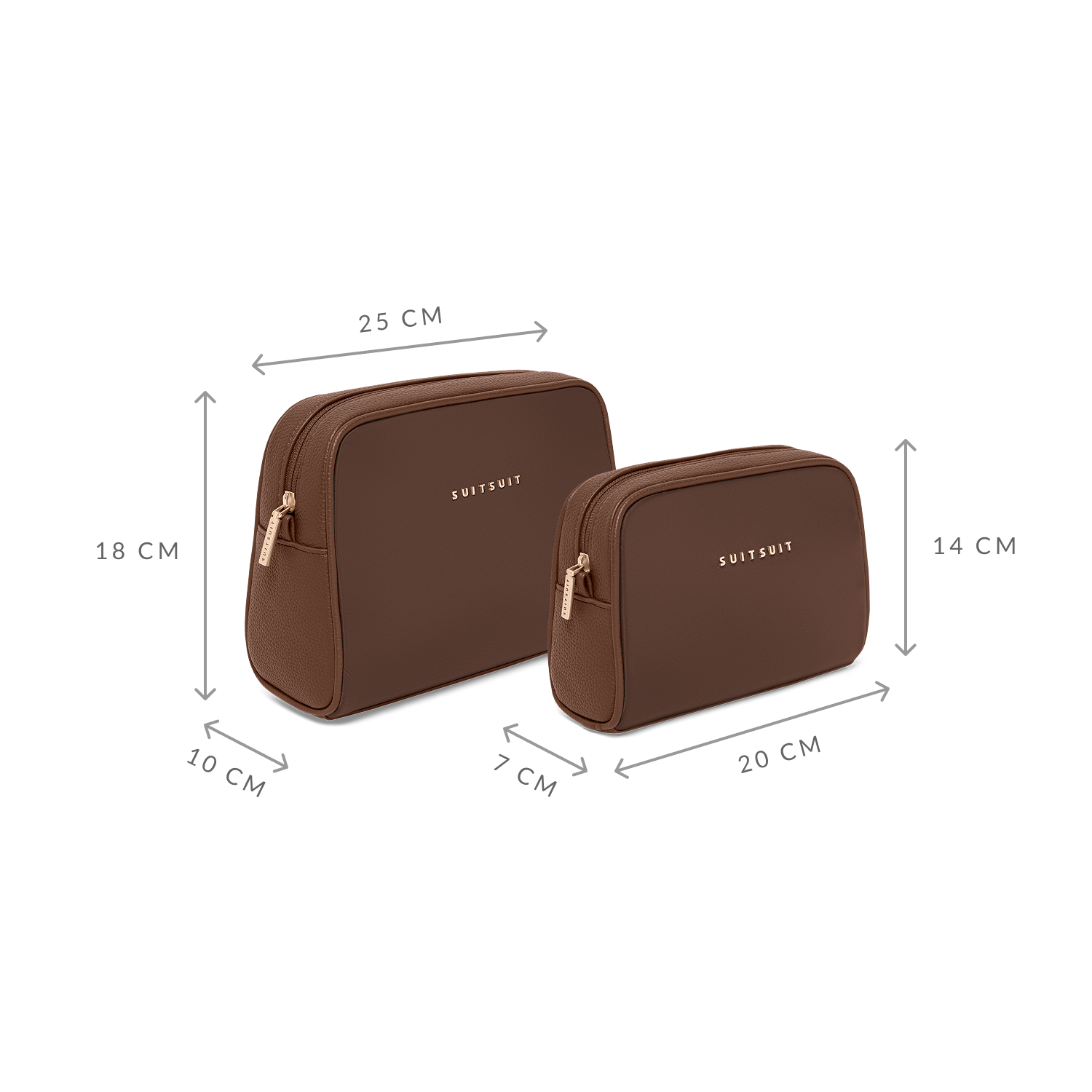 Serenity - Chocolate Brown - Toilettas XL & Make-up Tasje